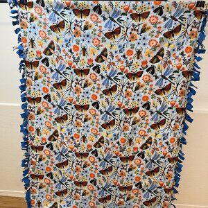 Multi-color Bug Floral Double-Sided Fleece Throw Blanket #27 (48in W X 68in L)
